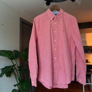 Tommy Hilfiger Checked Dress Shirt in White and Red Men's Medium